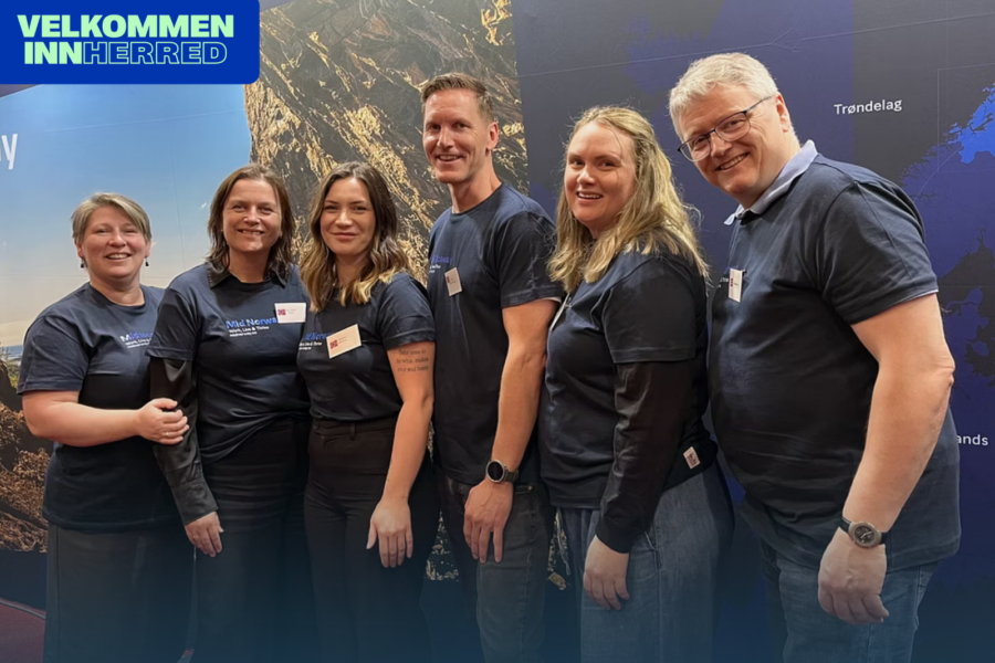 Innherred tilstede på Emigration Expo. F.v.: Anne Kjersti Bakstad, Kari Mette Elden, Nathalie Holmsve, Håkon Joarson Haugan, Malin Buan-Bjørhusdal og Håkon Okkenhaug.