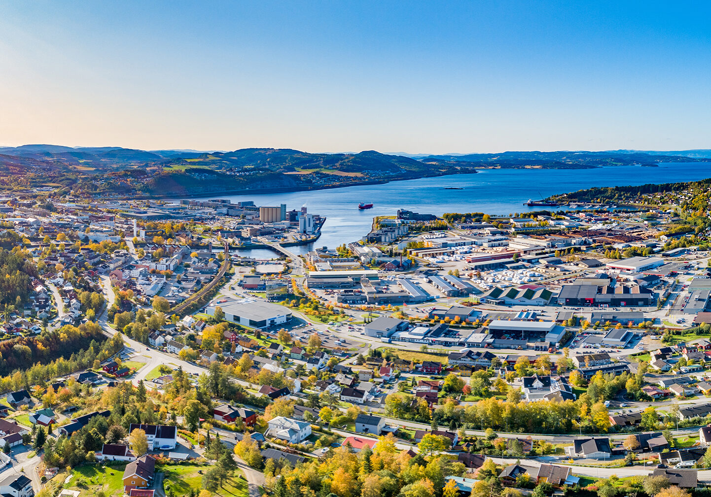 Dronebilde av Steinkjer - Foto: Atilla Haugen